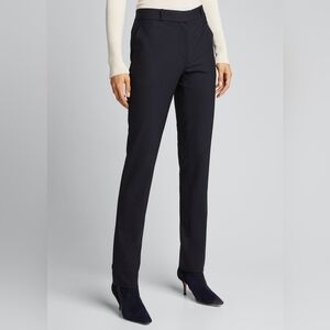 The Row Navy Textured Straight-Leg Dress Pants Size 8